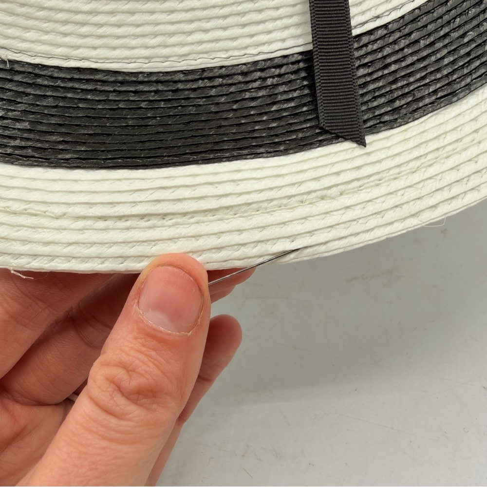 Wide Brim Black & White Striped Sun Hat – Statement Summer Hat - Picture 6 of 8